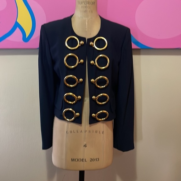 Moschino Couture Navy Jacket Gold Hardware - Picture 2 of 12